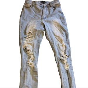 FashionNova distressed jeans.  5 pockets. Whitewashed